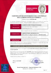 carpenteria media certificato di conformità